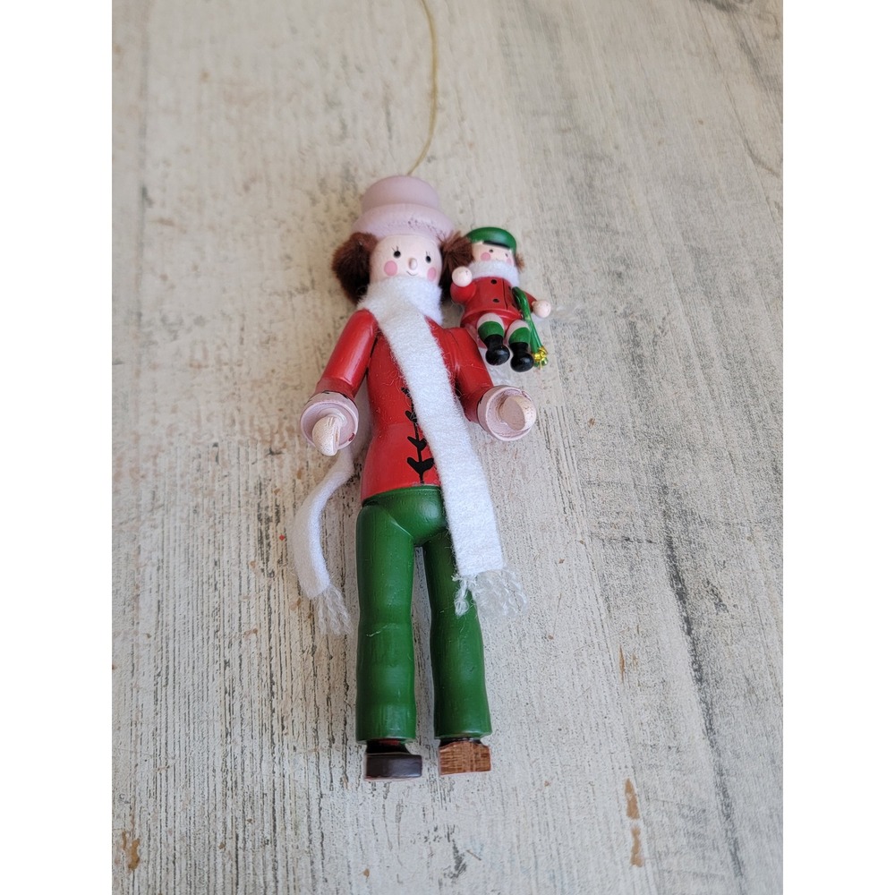 Vintage Christmas Carol Little Tim crutch dad wooden ornament Xmas
